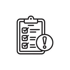 Checklist icon with clipboard and warning symbol