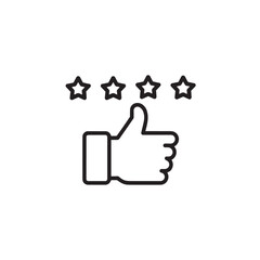 Five star rating icon with thumbs up