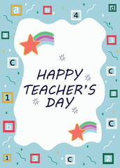 Naklejka premium Print Happy teacher's day mobile wallpaper ,card illustration background , stories, social media poster student and teacher background Creative concept of Abstract Shapes Background for banner