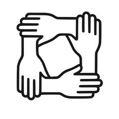 Obraz premium Teamwork and unity concept: Four hands forming a circle, representing collaboration and support