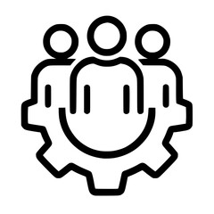 Teamwork concept with smiling faces inside gear represents business collaboration and success.