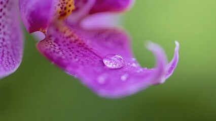 Close-up of a Purple Orchid with Dew Drop