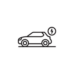 Electric car icon with charging symbol