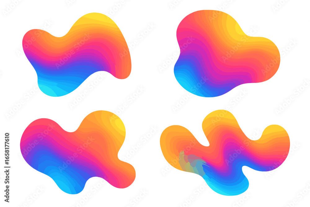 Poster abstract fluid gradient shapes. dynamic liquid amoeba blobs. modern vibrant color elements for poste