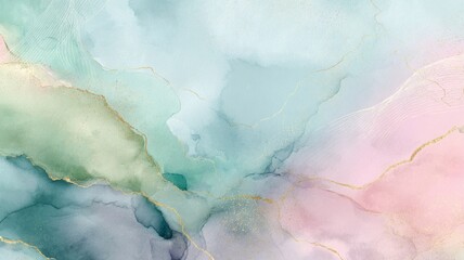 Fototapeta premium Soft pastel abstract with gold veins. AI image