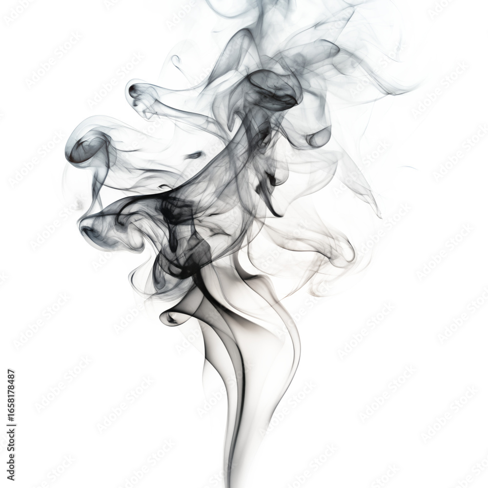 Poster abstract swirling smoke wisps isolated on transparent background, creating an elegant and mysterious