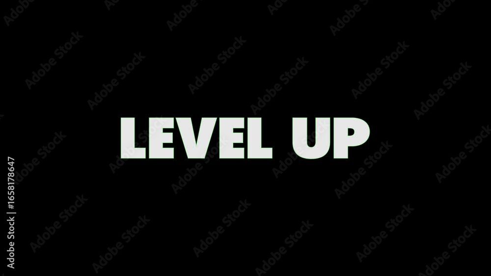 Aufkleber level up text animation. level up style, design elements motion graphics. banner sign template signb