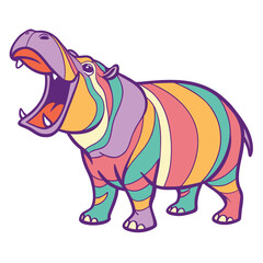 Fototapeta premium Rainbow Hippo Illustration