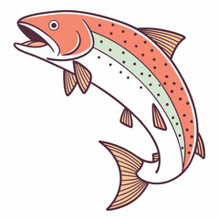Jumping Trout Fish Illustration