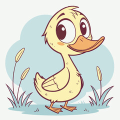 Cute Duckling Cartoon Illustration