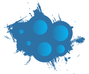 Flat blue abstract grunge background with Frutiger Metro circles