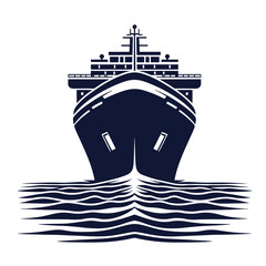 A large cruise ship sailing on the ocean waves, a front view icon for travel and vacation concepts vector illustration design