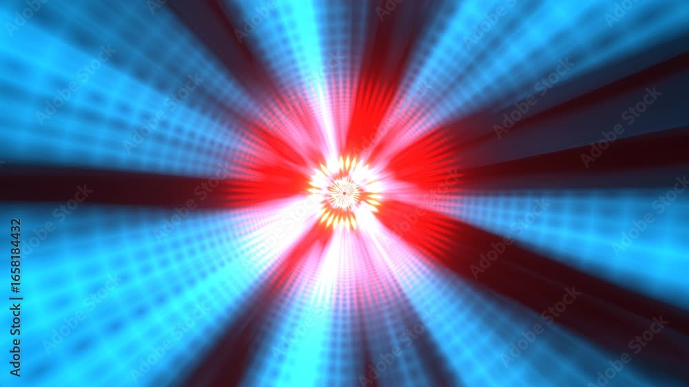 Aufkleber flying through endless glowing futuristic red and blue light speed tunnel seamless loop animation ba
