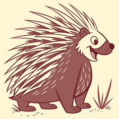 Fototapeta premium Happy Cartoon Porcupine Illustration