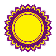 Purple red and yellow festive mandala frame design decorative element