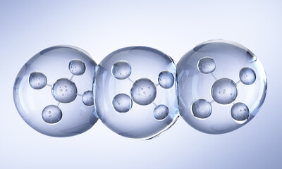 Hydrating bubble essence water droplets water molecules