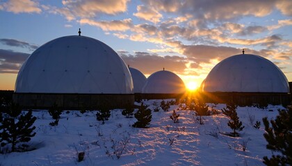Snowy Landscape With Radar Domes