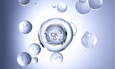 Hydrating bubble essence water droplets water molecules