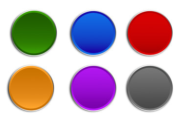 Six Colors round Buttons with flat design Isolated On PNG Transparent Background