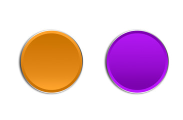 Orange and Purple round Buttons with flat design Isolated On PNG Transparent Background