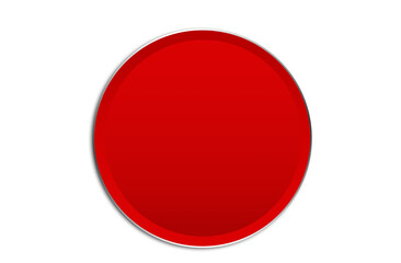Red round Button with flat design Isolated On PNG Transparent Background
