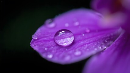 Close-up of a Purple Flower with Water Droplets on Petals