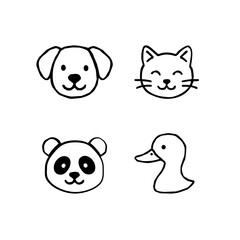 Obraz premium Cute Pet Animals Outline Vector Set. Dog and Cat Outline Vector Illustrations. Minimalist Pet Outline Vector Collection. Domestic Pets Line Art Vector Pack. Editable Pet Animals Outline Artwork. 