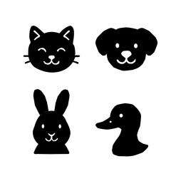 cat and dog. Pet Animals Silhouette Vector Set. 
Dog, Cat, rabbit, bird, turtle, panda and Puppy Silhouette Pack. Minimalist Silhouette Pets Vector Collection. Domestic Animals Silhouette Artwork.