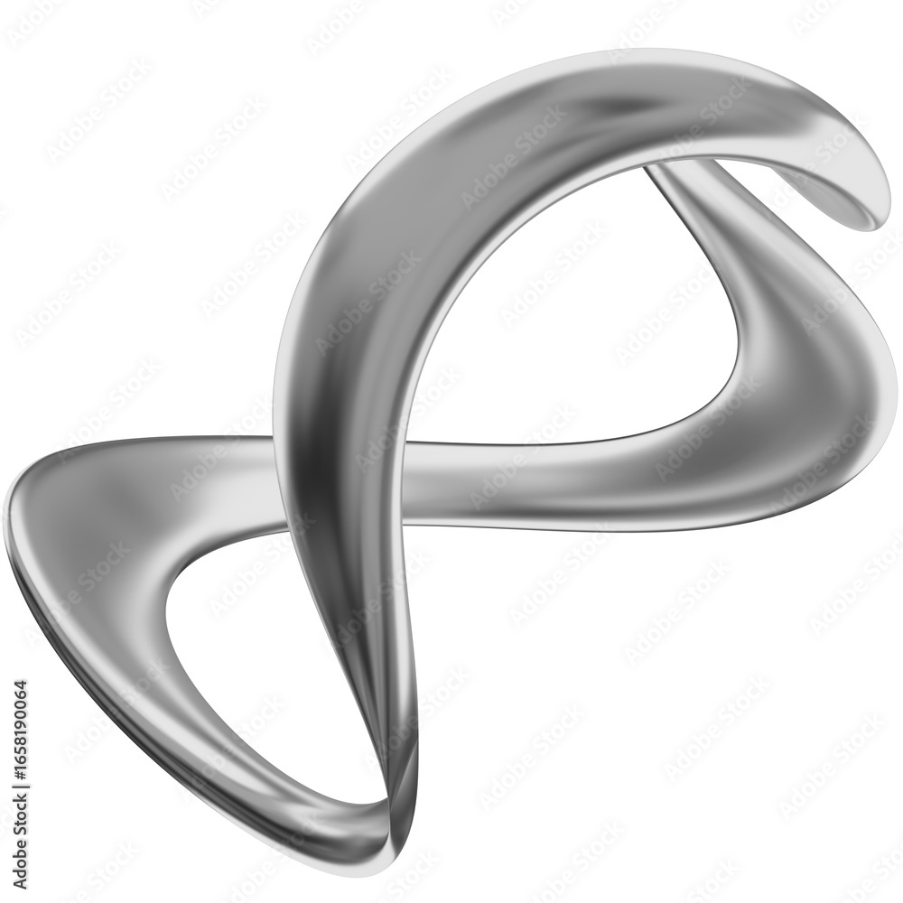 Poster 3d chrome metallic ματ abstract shape objects, 3d rendering aluminum gradient shape design element, 