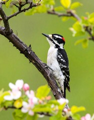 Obraz premium Woodpecker on blossom branch