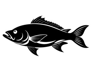 bass fish  black silhouette vector,fish  icon vector