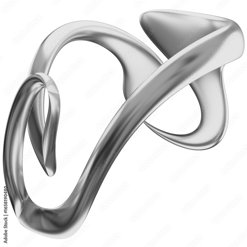 Aufkleber 3d chrome metallic ματ abstract shape objects, 3d rendering aluminum gradient shape design element, 