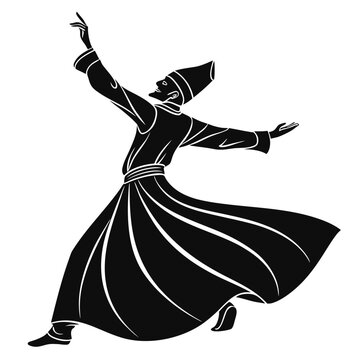 black whirling dervish silhouette dancing clip art preview