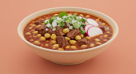 Authentic Mexican Pozole Soup with Garnishes