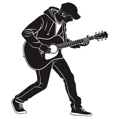 Fototapeta premium Guitar Player Silhouette on White