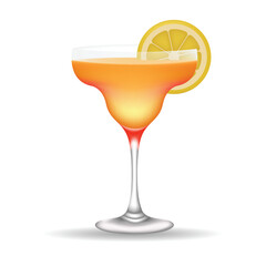 Orange Cocktail Glass with Lemon Slice