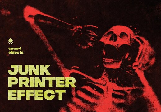 Junk Printer Photo Effect Mockup