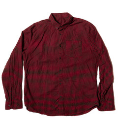 Casual dark red long sleeve men's shirt on white background
