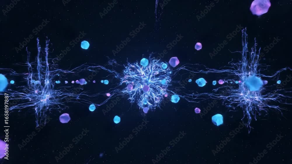 Poster abstract ai neural network digital space - an abstract animation depicting a vibrant neural network 