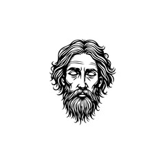 Obraz premium Illustration of a bearded man with closed eyes evoking spiritual and introspective feelings and thoughtful illustration