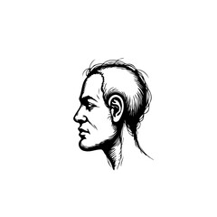 Monochrome artistic side profile depiction offering a glimpse into anatomical study featuring elegant line art illustration