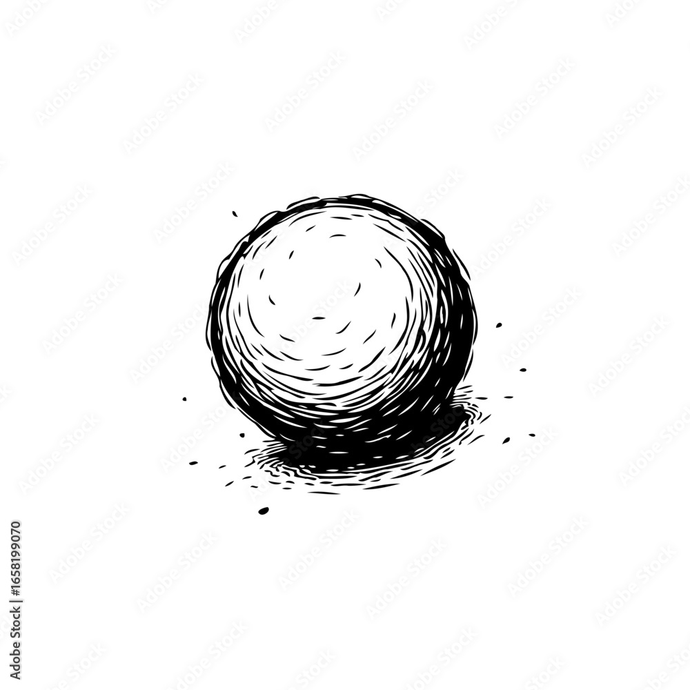Poster monochrome sphere illustration showcasing light and shadow using etching techniques offering visual 