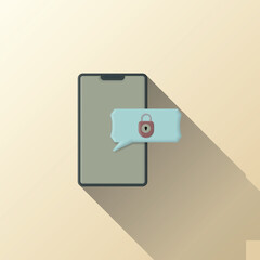 smartphone icon, chat bubble, and padlock, illustration of chat security, locked chat, suitable for chat applications, live chat, business, and etc.