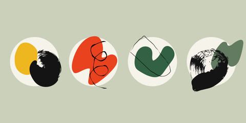 Abstract doodle shapes combined with grunge textured brush strokes