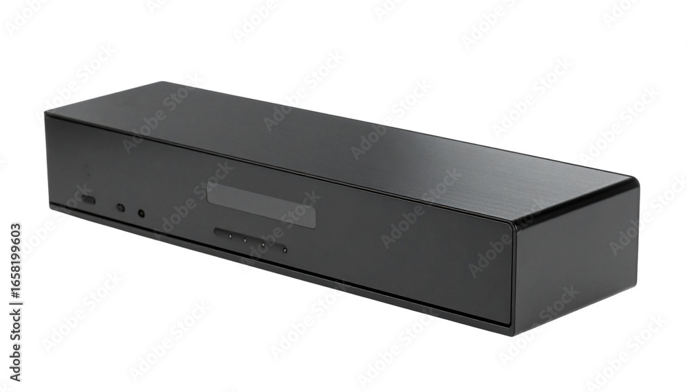 Aufkleber a sleek black soundbar with a minimalist design on a empty plain background