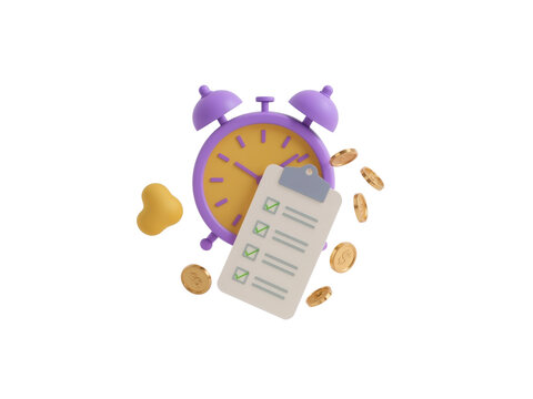 Concept illustration showing effective time management, task completion for financial gains