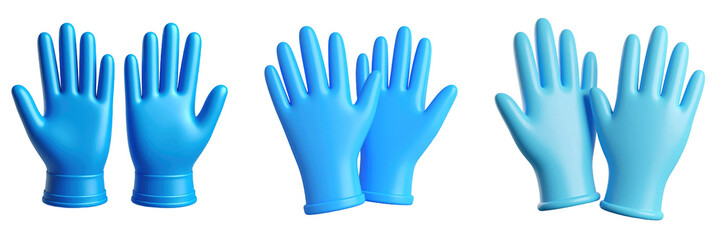 Fototapeta premium 3D Plastic Style Medical Gloves Icon Isolated On Transparent Background