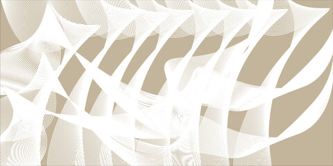 Abstract white wave line pattern on beige background, modern minimal design with flowing curves and dynamic motion. Ideal for wallpapers, presentations, digital templates, and decorative artworks.