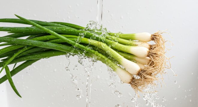 Running water and green onions