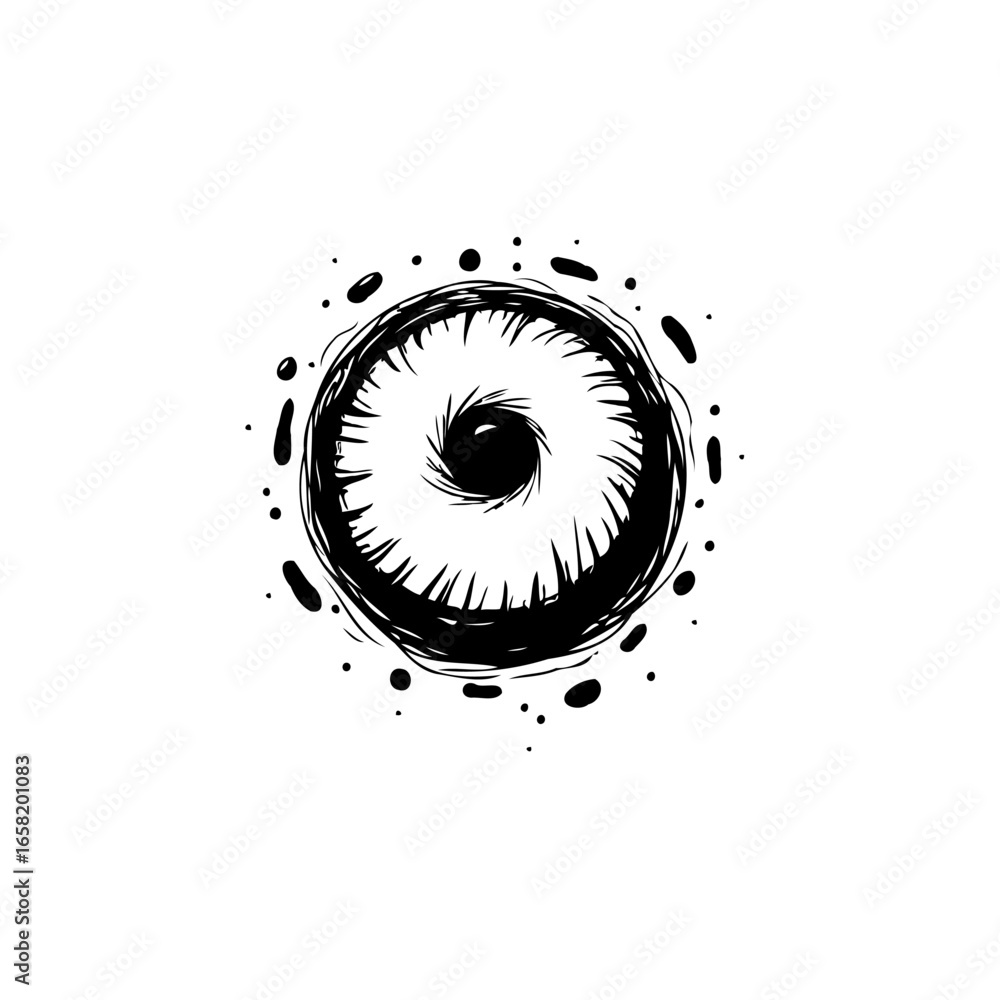 Poster whirlwind of chaos: an intense vortex capturing abstract energy and movement through expressive sket